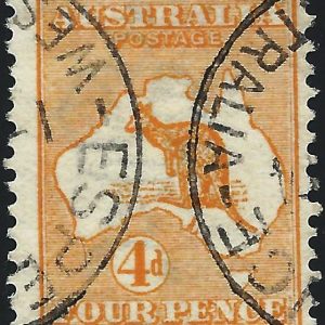 AUSTRALIA - 1913 ROO 1st Wmk 4d 'ORANGE' SG6 FU Cv £26 [B0007]