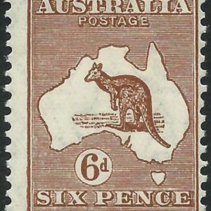 multi wmk SG 107 FU 1929 Australia Stamps 6d chestnut Roo sm 