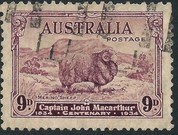 AUSTRALIA - 1934 MACARTHUR 9d 'PURPLE' FU SG152 Cv £48 [A0464]