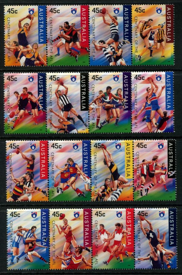 AUSTRALIA - 1996 'AFL CENTENARY' Set of 16 MNH [E6546]