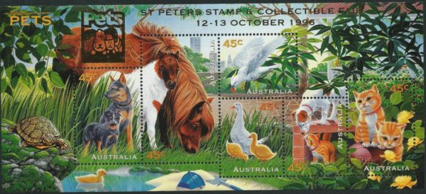 AUSTRALIA - 1996 'PETS' Miniature Sheet St Peters Overprint MNH [E5839]