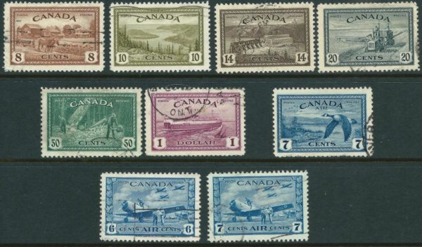 CANADA - 1946 KGVI Set to $1 'PURPLE' FU SG399-407 Cv £35 [A5203]