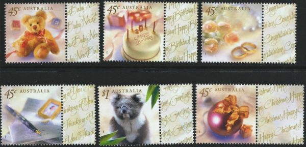 AUSTRALIA - 1999 'PERSONAL GREETINGS' with tabs Set of 6 MNH [D3884]