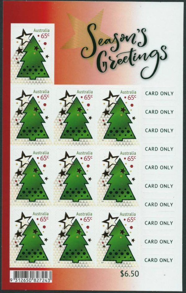 AUSTRALIA - 2017 'CHRISTMAS - Foiled Trees' Self Adhesive Sheetlet Mint [D4630]