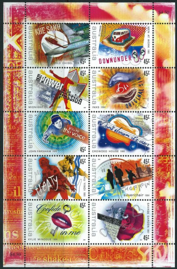 AUSTRALIA - 2001 'ROCK AUSTRALIA' Sheetlet of 10 MNH [E7870]