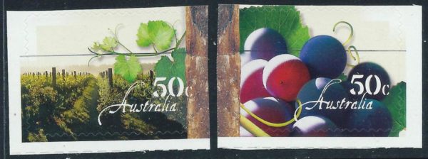 AUSTRALIA - 2005 'AUSTRALIAN WINE' Self Adhesive Pair Mint [E2371]