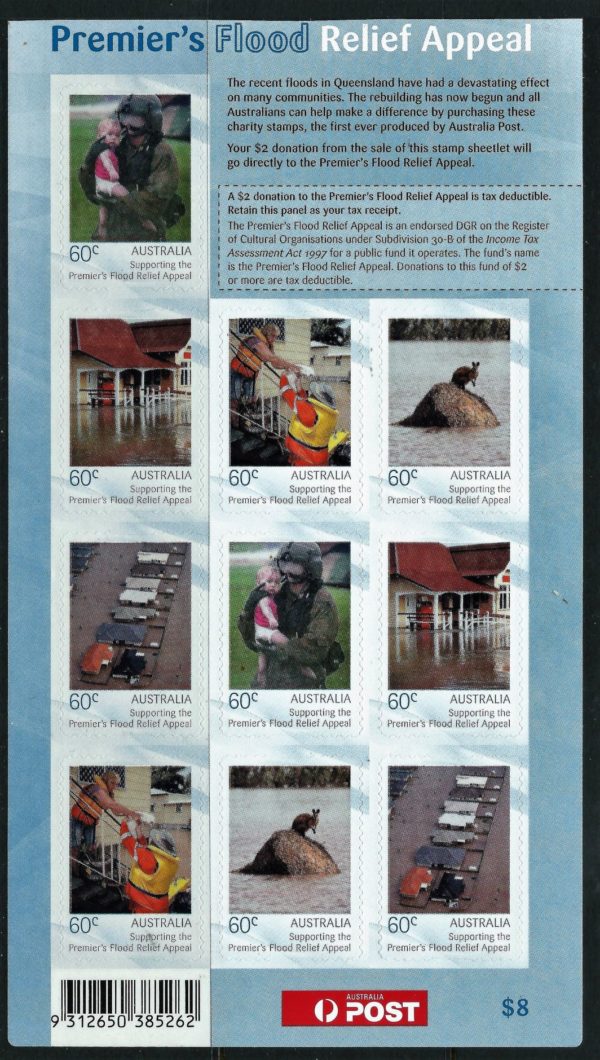 AUSTRALIA - 2011 'PREMIER'S FLOOD RELIEF' Self Adhesive Souvenir Sheet Mint [D3220]