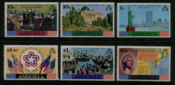 ANGUILLA - 1975 'BICENTENNIAL OF AMERICAN REVOLUTION' Set of 6 MLH [C0204]