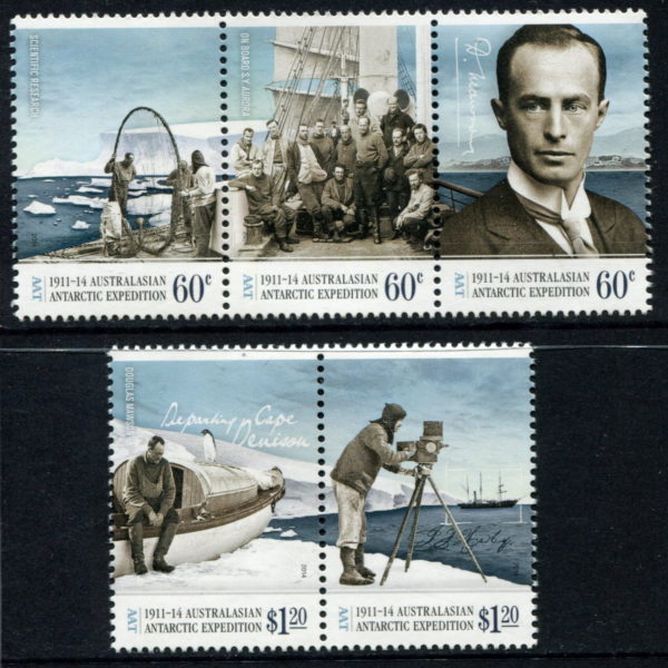 AAT - 2014 'CENTENARY of AUSTRALASIAN ANTARCTIC EXPEDITION' Set of 5 MNH [F0876]
