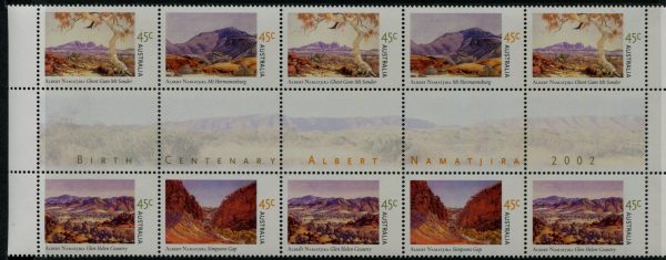 AUSTRALIA - 2002 'ALBERT NAMATJIRA PAINTING' Gutter strip MNH [E6237]