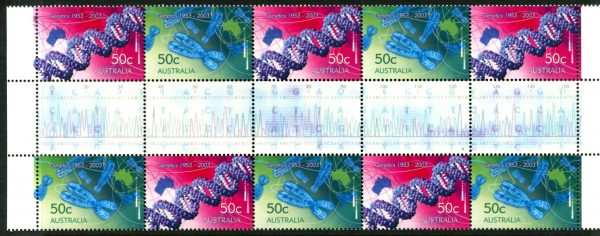 AUSTRALIA - 2003 'GENETICS & DISCOVERY' Gutter strip MNH [E9066]