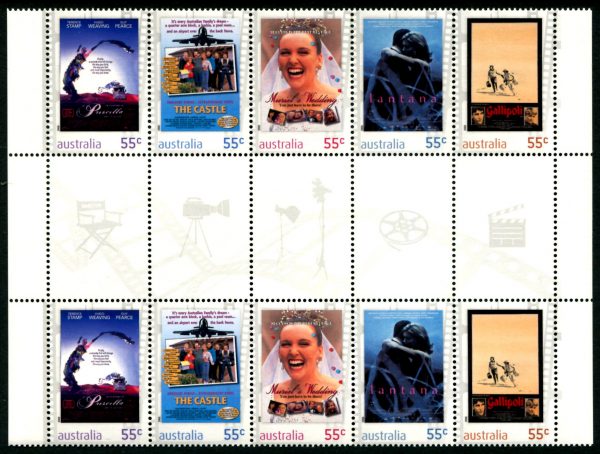 AUSTRALIA - 2008 'FAVOURITE FILMS' Gutter strip MNH [E3485]