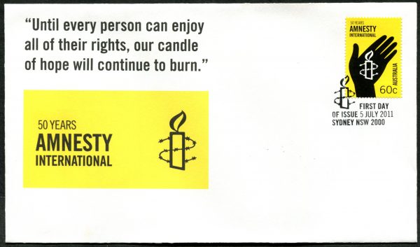 AUSTRALIA - 2011 - 50 Years of Amnesty International First Day Cover [C1320]