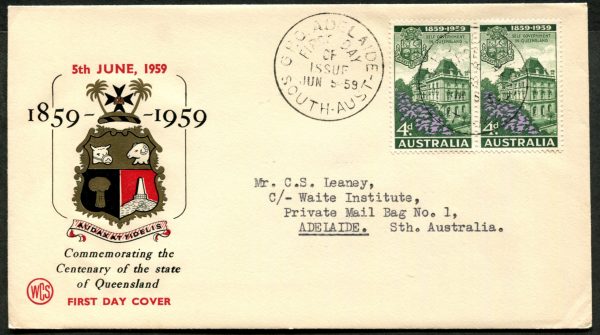 AUSTRALIA - 1959 'CENTENARY OF QUEENSLAND' First Day Cover [C1762]