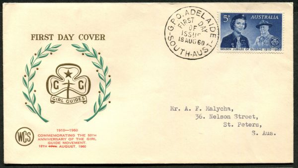 AUSTRALIA - 1960 'GOLDEN JUB8ILEE OF GUIDING' WCS First Day Cover [C1765]