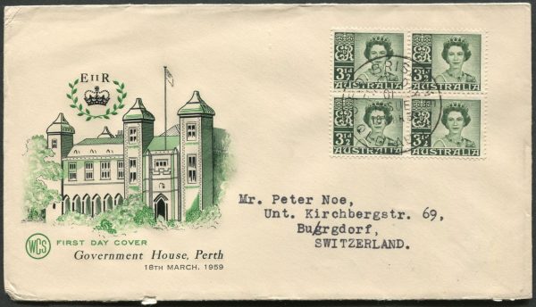 AUSTRALIA - 1959 'GOVERNMENT HOUSE - PERTH' WCS  First Day Cover [C1866]