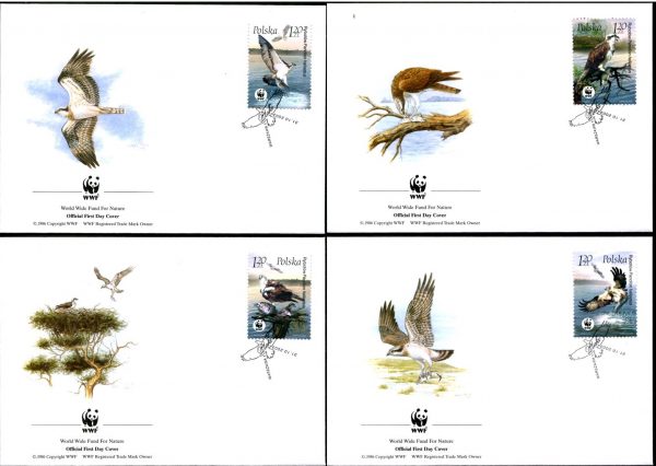 POLAND - 2003 WWF 'OSPREY' First Day Covers x 4 [B1314]