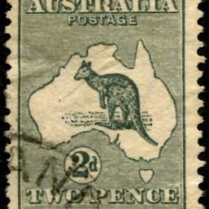 AUSTRALIA - 1913 ROO 1st Wmk 2d 'GREY' Die 1 SG3 FU Cv $12 [B1598]