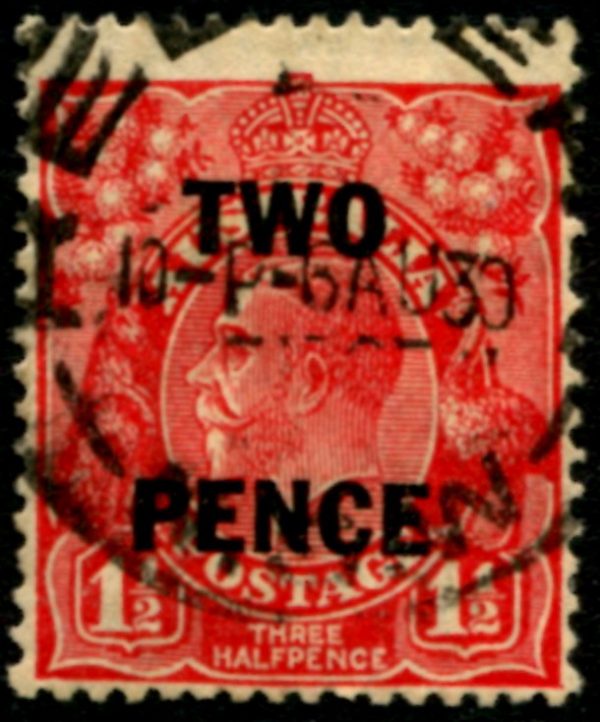 AUSTRALIA - 1930 KGV SM Wmk 2d 'RED' O'print SG119 FU Cv $2 [B2032]
