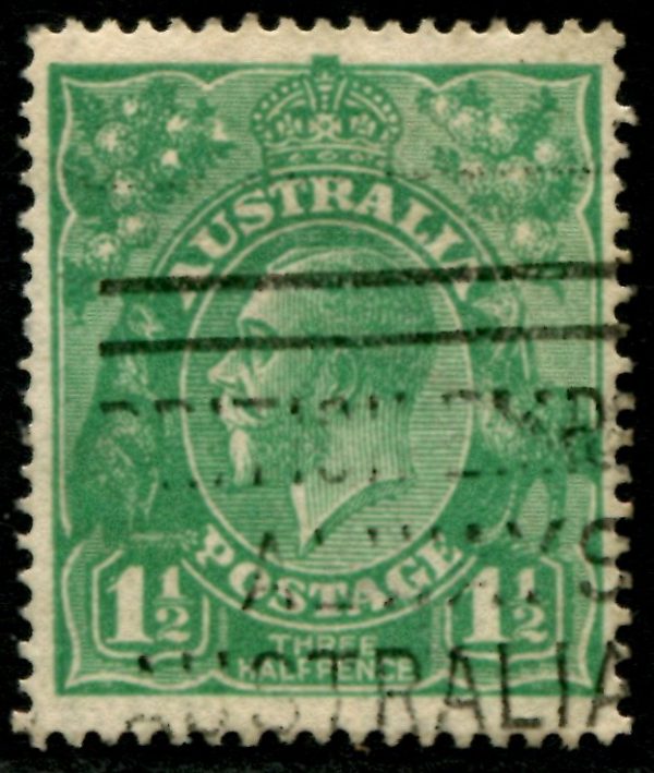 AUSTRALIA - 1923 KGV Single Wmk 1½d 'GREEN' VARIETY SG61 FU CV $60 [B2310]