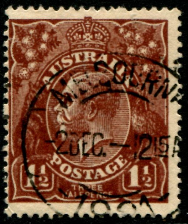 AUSTRALIA - 1918 KGV Single Wmk 1½d 'RED-BROWN' VARIETY SG59 GU CV $750 [B2357]