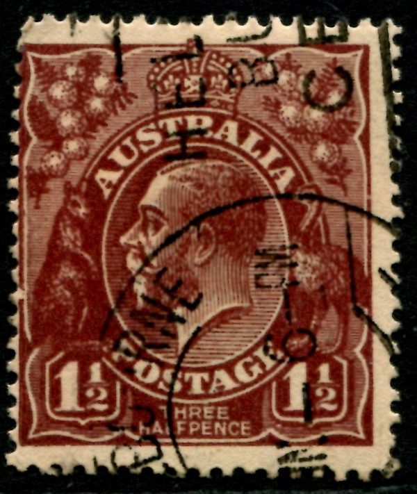 AUSTRALIA - 1918 KGV Single Wmk 1½d 'RED-BROWN' SG59var FU CV $35 [B2364]