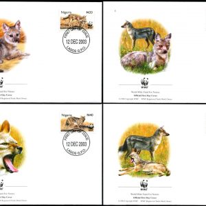 NIGERIA - 2003 WWF 'SIDE STRIPED JACKAL' Set of 4 First Day Cover [E9081]