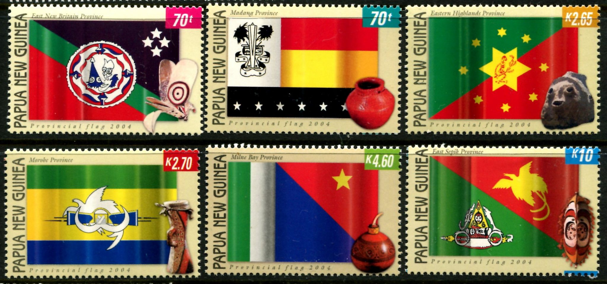 PAPUA NEW GUINEA – 2004 ‘PROVINCIAL FLAGS’ Set of 6 MNH [B1702