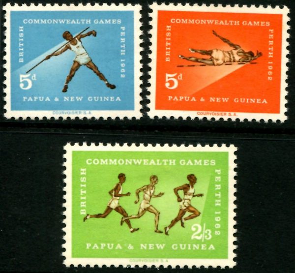 PAPUA NEW GUINEA - 1962 'COMMONWEALTH GAMES - PERTH' Set of 3 MVLH [B1765]