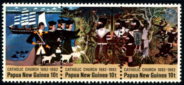 PAPUA NEW GUINEA - 1982 'CENTENARY OF THE CATHOLIC CHURCH' Strip of 3 MNH [B1854]