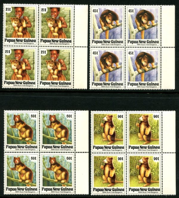 PAPUA NEW GUINEA - 1994 'MATSCHIE'S TREE KANGAROO' Set of 4 Blocks MNH [B1772]