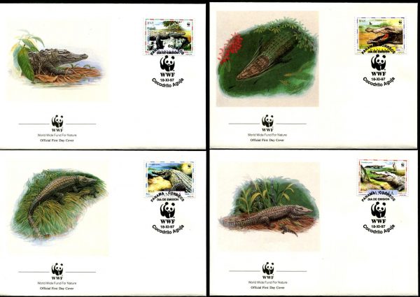 PANAMA - 1997 WWF 'AMERICAN CROCODILE' Set of 4 First Day Covers [B2433]