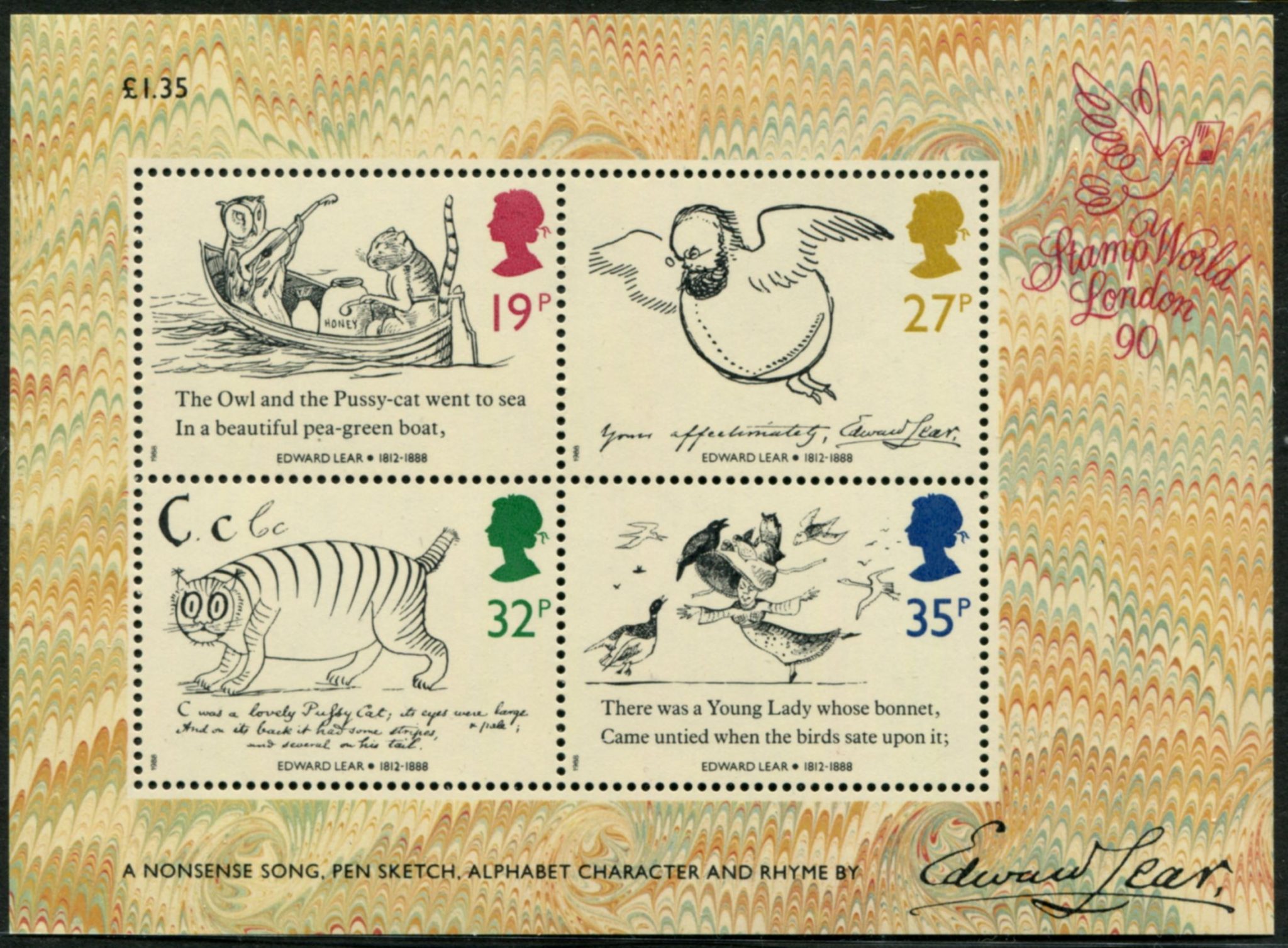 Great Britain 1988 ‘edward Lear A Nonsense Song Miniature Sheet