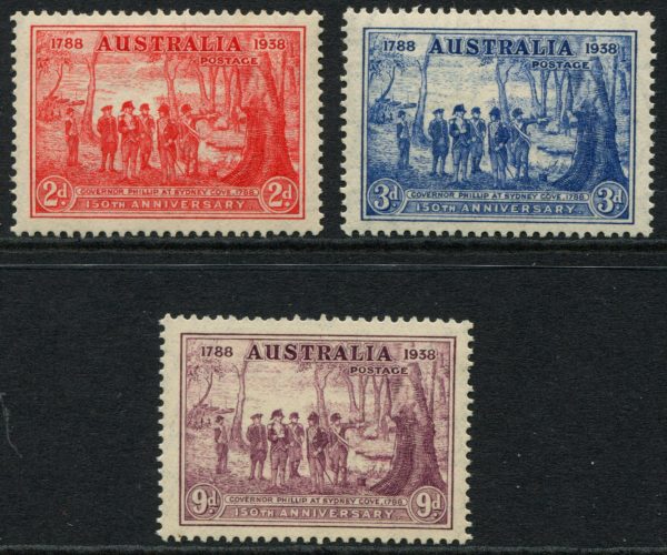 AUSTRALIA - 1937 NSW Sesqui-Cent. Set to 9d 'PURPLE' MVLH SG193-95 Cv£38 [B2997]
