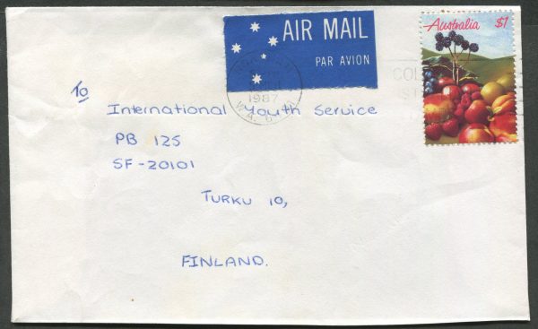 AUSTRALIA - 1987  $1 Fruit on international cover to Finland [C2815]