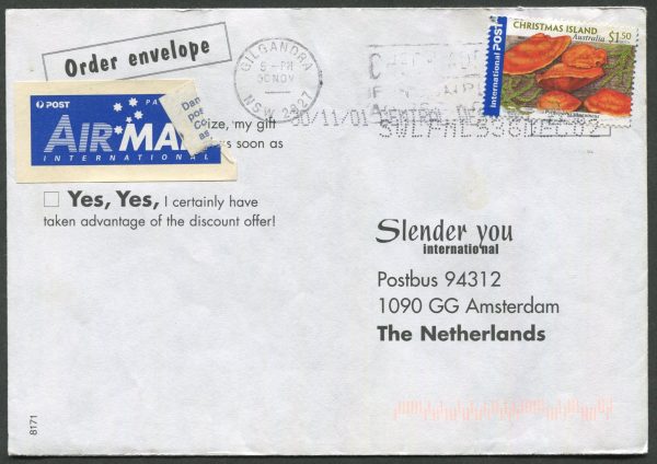 CHRISTMAS ISLAND - 2001 $1.50 INTERNATIONAL POST - 'Fungus' Cover [C2842]