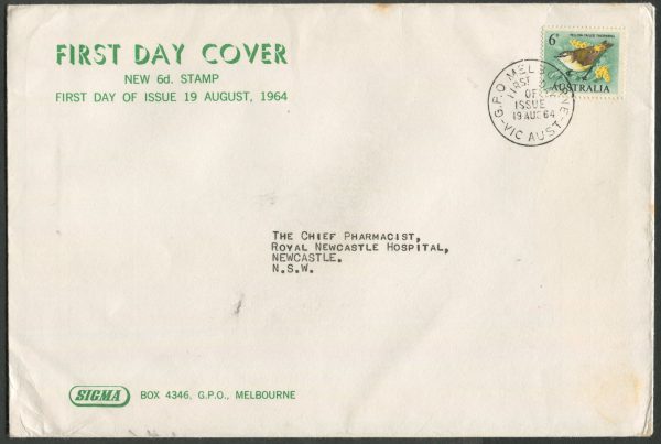 AUSTRALIA - 1964 6d 'YELLOW-TAILED THORNBILL' Sigma First Day Cover [C3069]