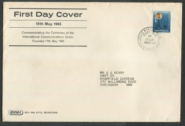 AUSTRALIA - 1965 '100 YRS COMMUNICATIONS UNION' Sigma First Day Cover [C3075]