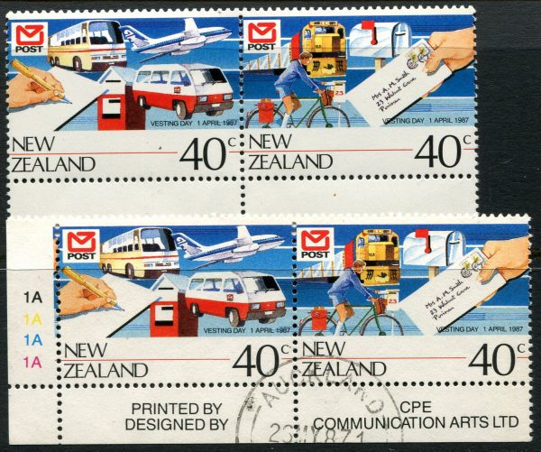 NEW ZEALAND - 1987 'POST LTD VESTING DAY' Se-Tennant Pair MNH/FU SG1421a [B3648]