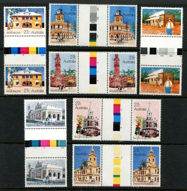 AUSTRALIA - 1982 'POST OFFICES OF AUSTRALIA' Set of 7 Gutter Pairs MNH [B4068]