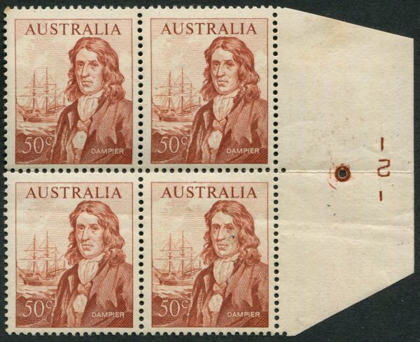 AUSTRALIA - 1966 50c NAVIGATOR Plate 2 Black x4 BW 461 za Cv $275 [B4118]