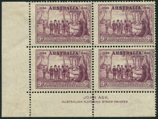 AUSTRALIA - 1937 NSW SESQUI-CENT 9d 'PURPLE' MH SG195var Cv $300 [B4158]