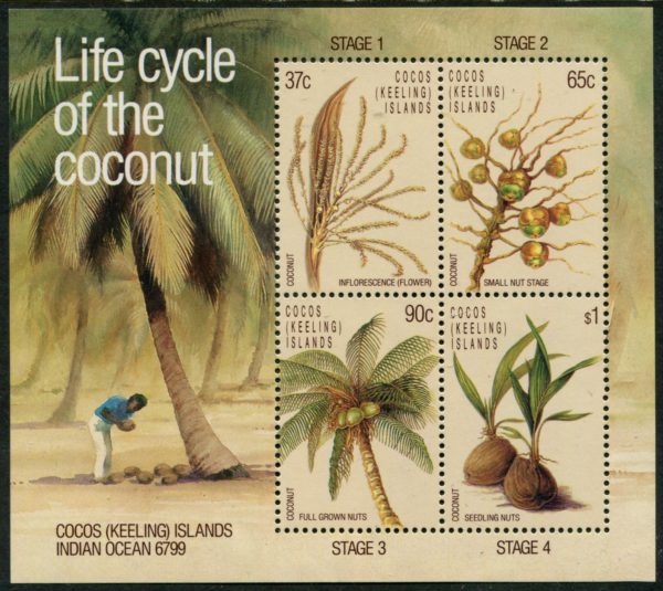 COCOS (KEELING) ISLANDS - 1988 'LIFE CYCLE OF THE COCONUT' Miniature Sheet MNH [E7369]