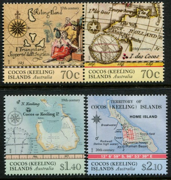 COCOS (KEELING) ISLANDS - 2014 'MAPS OF COCOS' Set of 4 MNH [E7359]