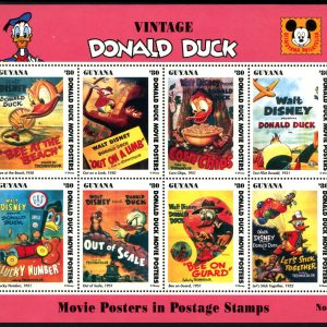DISNEY - GUYANA - 1993 'DONALD DUCK-MOVIE POSTERS' Pink Sheetlet MNH [E7948]