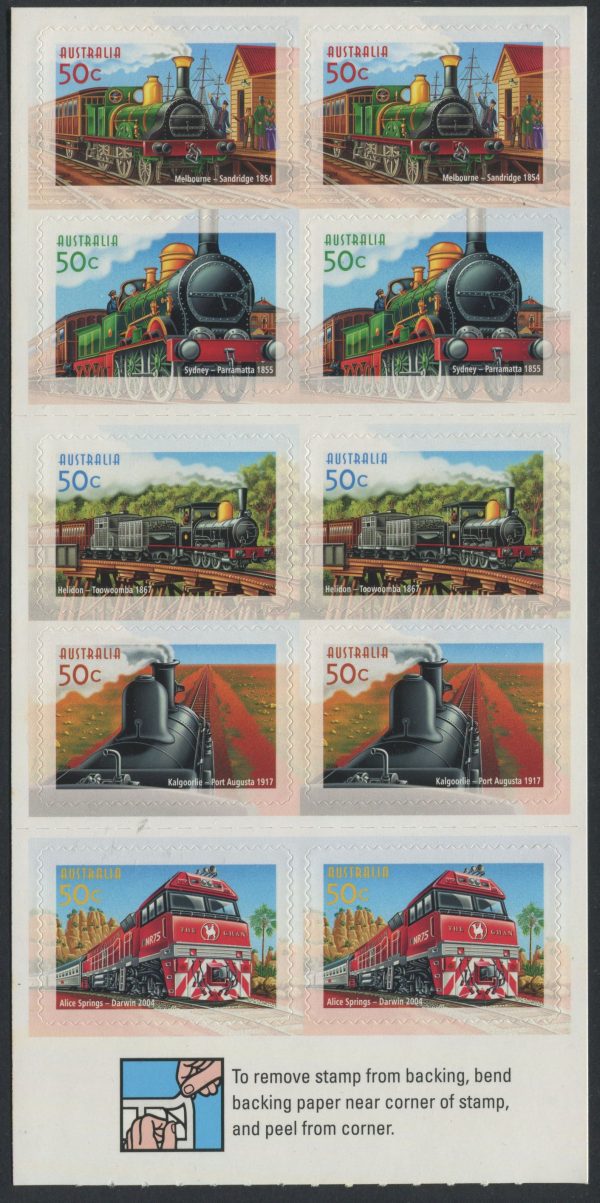 AUSTRALIA - 2004 'ANNIVERSARY OF AUSTRALIAN RAILWAY' Self Adhesive Booklet Mint [E8572]