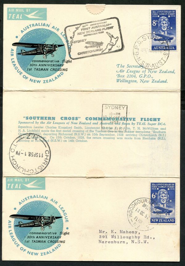 AUSTRALIA - 1958 'SOUTHERN CROSS COMMEMORATIVE FLIGHT' First Day Cover [B5058]