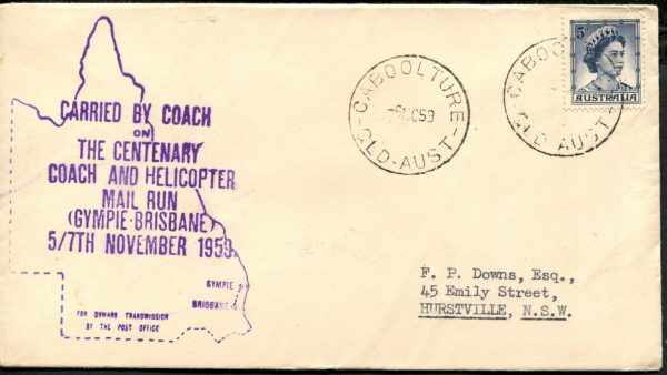 AUSTRALIA - 1959 'CARRIED BY HELICOPTER - GYMPIE-BRISBANE' Cover [B5070]