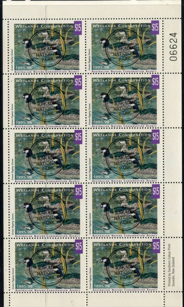 AUSTRALIA - 1995-96 'WETLAND CONSERVATION - Kakadu' Cinderella Sheetlet of 10 MNH [B4947]