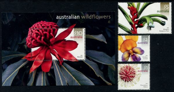 AUSTRALIA - 2006 'AUSTRALIAN WILDFLOWERS' Set of 3 + Miniature Sheet MNH [B4961]